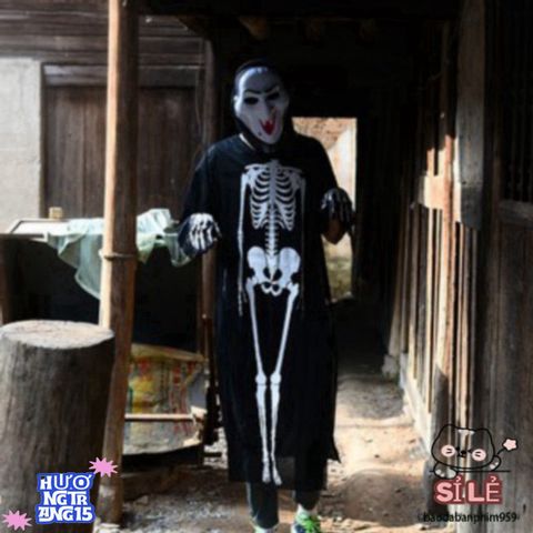 Áo Bộ Xương Hóa Trang Halloween 120cm - Phụ Kiện Thời Trang Cho Trẻ Từ 8 Tuổi - Thiết Kế Ma Quái Nổi Bật, Độc Đáo