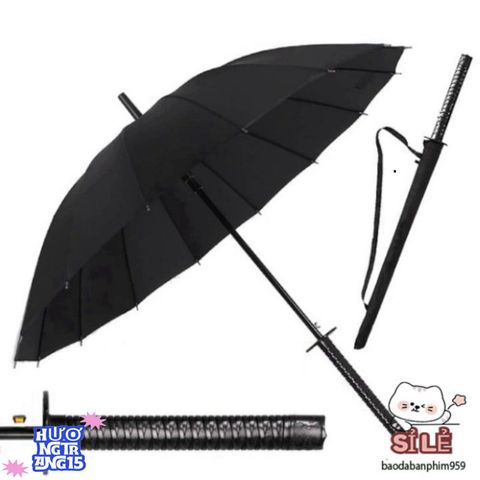 Ô Dù Katana Kiểu Kiếm Nhật 16 Nan Bền Bỉ Màu Đen - Phụ Kiện Thời Trang Che Mưa Nắng Độc Đáo, Đáng Mua Cho Mọi Dịp
