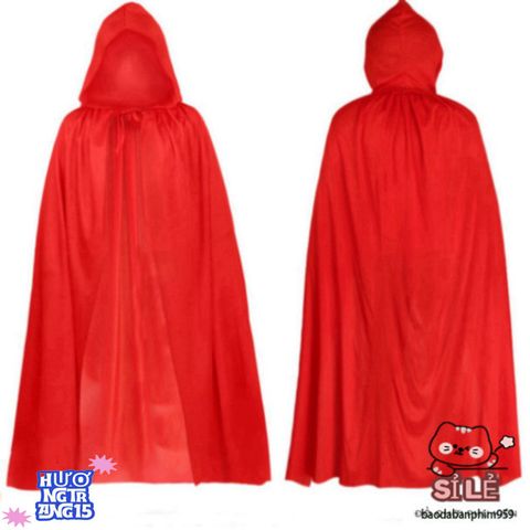 Áo Choàng Thần Chết Đen Đỏ Halloween - Trang Phục Phù Thủy Cosplay 2 Lớp Huyền Bí Cho Tiệc Hóa Trang