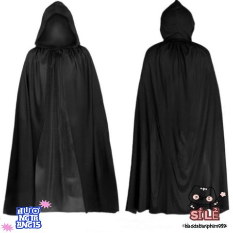 Áo Choàng Thần Chết Đen Đỏ Halloween - Trang Phục Phù Thủy Cosplay 2 Lớp Huyền Bí Cho Tiệc Hóa Trang