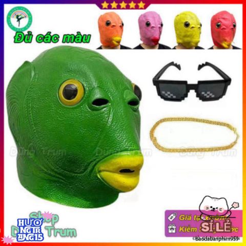 Mặt Nạ Đầu Cá Chép Xanh Vui Nhộn - Silicone Cao Cấp, Phụ Kiện Hóa Trang Halloween Độc Đáo, Sắc Màu Rực Rỡ Cho Tiệc Tùng