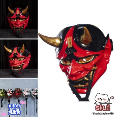 Mặt Nạ ONI Demon Nhật Bản - Phụ Kiện Trang Trí Halloween Độc Đáo Cho Cosplay và Bạn Bè, Đậm Chất Nghệ Thuật Nhật Bản