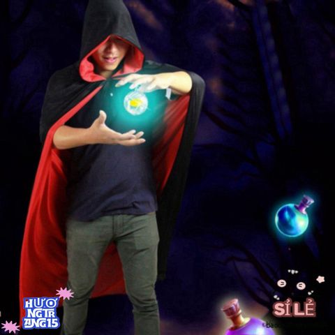 Áo Choàng Halloween Hai Màu Đen Đỏ - Trang Phục Phù Thủy Độc Đáo Cho Người Lớn & Trẻ Nhỏ, Tham Dự Tiệc Cosplay