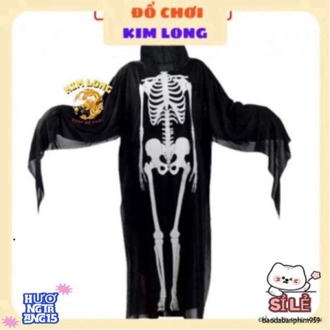 Bộ Trang Phục Hóa Trang Người Xương 3 Món - Áo Choàng, Găng Tay & Mặt Nạ Cho Trẻ Em & Người Lớn - Thích Hợp Cho Halloween