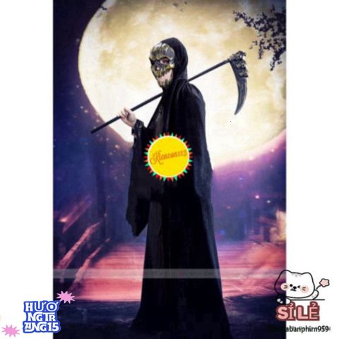 Áo choàng Thần Chết Halloween - Trang phục hóa trang bí ẩn cho bữa tiệc, linh hoạt cho trẻ em và người lớn, dễ phối phụ kiện