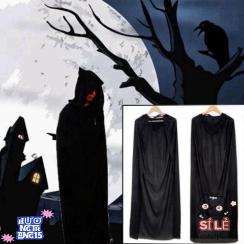 Áo choàng Thần Chết Halloween - Trang phục hóa trang bí ẩn cho bữa tiệc, linh hoạt cho trẻ em và người lớn, dễ phối phụ kiện