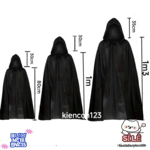 Áo choàng Thần Chết Halloween - Trang phục hóa trang bí ẩn cho bữa tiệc, linh hoạt cho trẻ em và người lớn, dễ phối phụ kiện