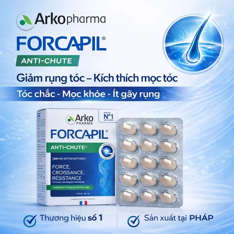Viên Uống Arkopharma Forcapil Anti-Chute - Giải Pháp Ngăn Rụng Tóc, Kích Thích Mọc Tóc, Dưỡng Tóc Khỏe Mạnh Từ Pháp