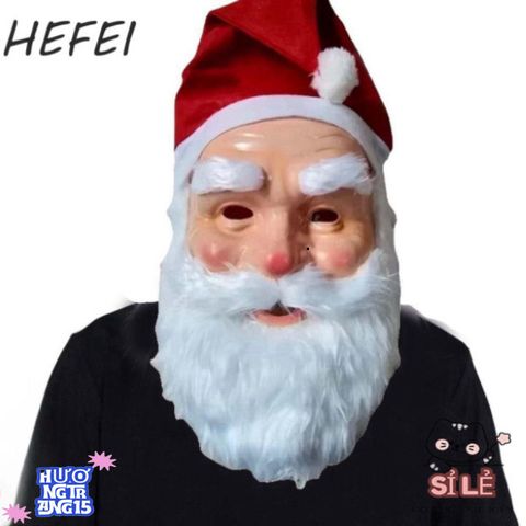 Bộ Mũ và Mặt Nạ Ông Già Noel 3D Râu Xoăn - Phụ Kiện Trang Trí Giáng Sinh Ngộ Nghĩnh Dành Cho Tiệc Hóa Trang và Quà Tặng