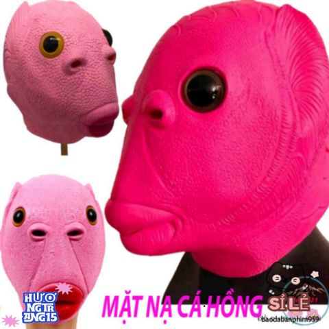 Mặt Nạ Silicone Cá HỒNG Cho Người Lớn Kèm Mũ Ếch Xanh - Phụ Kiện Hóa Trang Halloween và TikTok Cosplay Độc Đáo