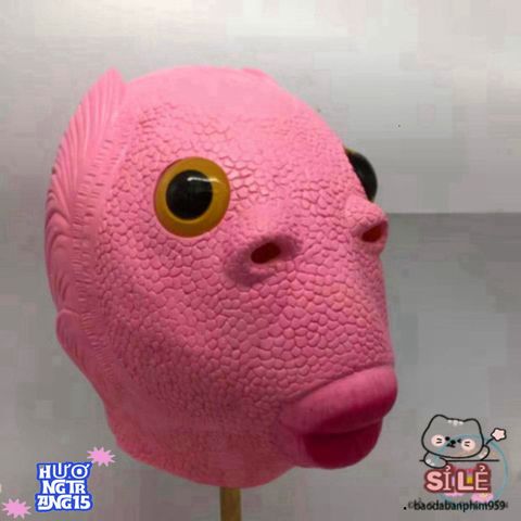 Mặt Nạ Silicone Cá HỒNG Cho Người Lớn Kèm Mũ Ếch Xanh - Phụ Kiện Hóa Trang Halloween và TikTok Cosplay Độc Đáo