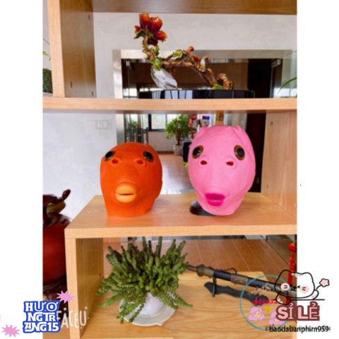 Mặt Nạ Silicone Cá HỒNG Cho Người Lớn Kèm Mũ Ếch Xanh - Phụ Kiện Hóa Trang Halloween và TikTok Cosplay Độc Đáo