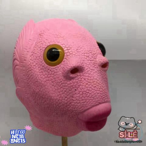 Mặt Nạ Silicone Cá HỒNG Cho Người Lớn Kèm Mũ Ếch Xanh - Phụ Kiện Hóa Trang Halloween và TikTok Cosplay Độc Đáo