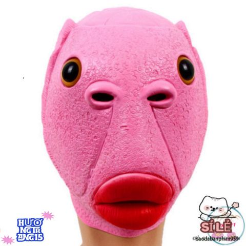 Mặt Nạ Silicone Cá HỒNG Cho Người Lớn Kèm Mũ Ếch Xanh - Phụ Kiện Hóa Trang Halloween và TikTok Cosplay Độc Đáo