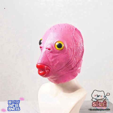 Mặt Nạ Silicone Cá HỒNG Cho Người Lớn Kèm Mũ Ếch Xanh - Phụ Kiện Hóa Trang Halloween và TikTok Cosplay Độc Đáo