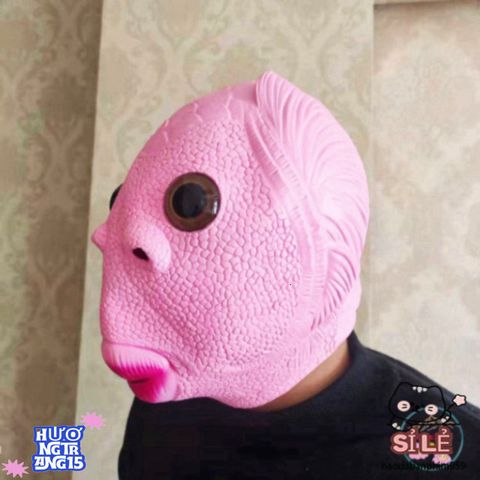 Mặt Nạ Silicone Cá HỒNG Cho Người Lớn Kèm Mũ Ếch Xanh - Phụ Kiện Hóa Trang Halloween và TikTok Cosplay Độc Đáo