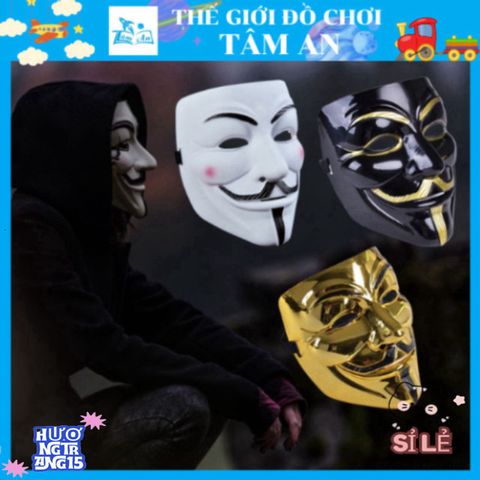 Mặt Nạ Hacker Anonymous Siêu Chất - Phụ Kiện Hóa Trang Halloween, Cosplay, Tiệc (Vàng, Bạc, Đen, Trắng)