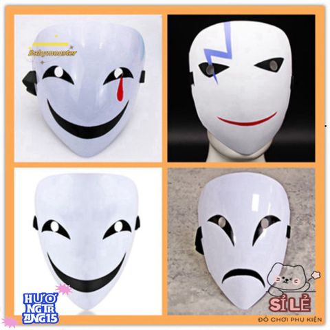 Mặt Nạ Cosplay Đen Trắng Hiruko - Phụ Kiện Thời Trang Anime Đặc Biệt Cho Tiệc Halloween, Sinh Nhật, Sự Kiện Văn Hóa