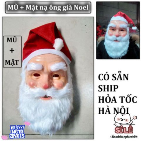 Bộ Mặt Nạ Ông Già Noel Và Mũ Râu Trắng - Phụ Kiện Trang Trí Giáng Sinh Và Halloween Vui Nhộn, Thú Vị Cho Tiệc Tùng