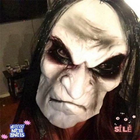 Mặt Nạ Kinh Dị Tóc Đen Halloween - Thiết Kế Thoáng Khí Cho Tiệc Tối Bí Ẩn, Halloween Vui Vẻ và Thú Vị