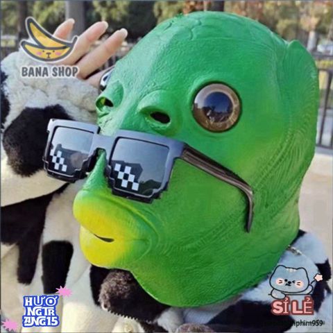 Mặt Nạ Silicone Cá Xanh Lá Rực Rỡ - Độc Đáo Cho Halloween, Đồ Trang Trí Tiệc Hóa Trang Thú Vị