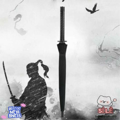 Ô Dù Samurai Đen Cao Cấp Kiểu Dáng Kiếm Nhật Katana 16 NAN - Ô Chống Mưa Gió, Phong Cách Mạnh Mẽ, Độ Bền Cao, Dành Cho 2 Người