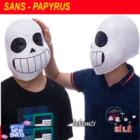 Mặt Nạ Đầu Mắt Xanh Undertale Sans - Phụ Kiện Hóa Trang Độc Đáo Cho Tiệc Halloween và Lễ Hội - Chất Liệu Latex Thoải Mái