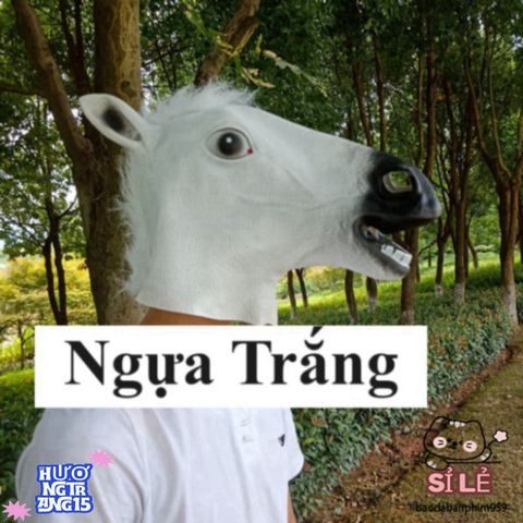 Mặt Nạ Ngựa Cao Su Tự Nhiên - Hài Hước Halloween, Phụ Kiện Cosplay Màu Nâu/Trắng, An Toàn, Độc Đáo Cho Lễ Hội