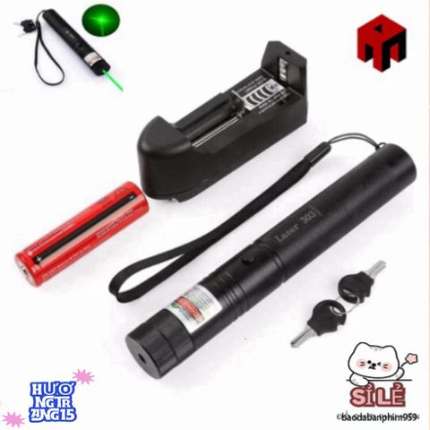 Đèn Pin Laser 303 Tia Xanh - Chiếu Sáng Siêu Sáng, Có Chế Độ Kính Vạn Hoa, Bao Gồm Pin & Sạc - Phụ Kiện Tiện Ích Du Lịch Tuyệt Vời