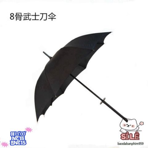 Ô Dù Katana Kiểu Dáng Kiếm Nhật - 16 Nan Bền Bỉ Màu Đen, Phụ Kiện Thời Trang Thú Vị và Độc Đáo Cho Ngày Mưa