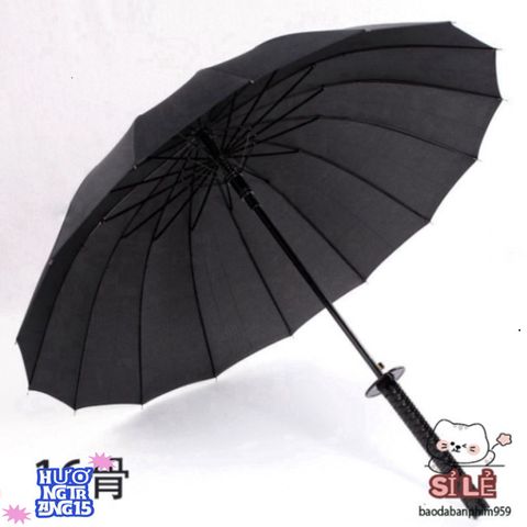 Ô Dù Katana Kiểu Dáng Kiếm Nhật - 16 Nan Bền Bỉ Màu Đen, Phụ Kiện Thời Trang Thú Vị và Độc Đáo Cho Ngày Mưa