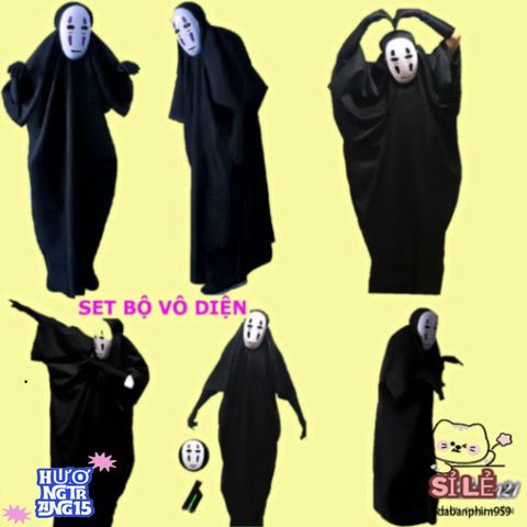 Bộ Áo Khoác Ma Quái Vô Diện Cho Người Lớn & Trẻ Nhỏ - Mặt Nạ Halloween Đen Huyền Bí, Trang Phục Cosplay Tối Ưu Cho Dịp Lễ Hội