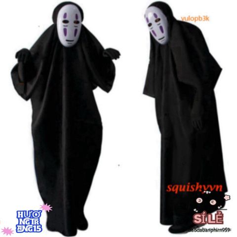 Set Trang Phục Cosplay Vô Diện Kaonashi - Hóa Trang Hayao Miyazaki từ Spirited Away cho Người Lớn và Trẻ Em