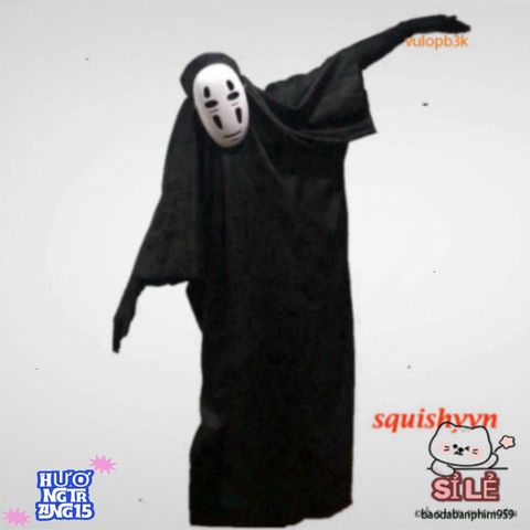 Set Trang Phục Cosplay Vô Diện Kaonashi - Hóa Trang Hayao Miyazaki từ Spirited Away cho Người Lớn và Trẻ Em