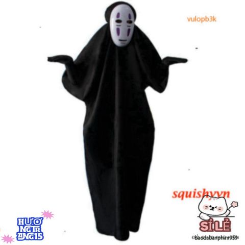 Set Trang Phục Cosplay Vô Diện Kaonashi - Hóa Trang Hayao Miyazaki từ Spirited Away cho Người Lớn và Trẻ Em