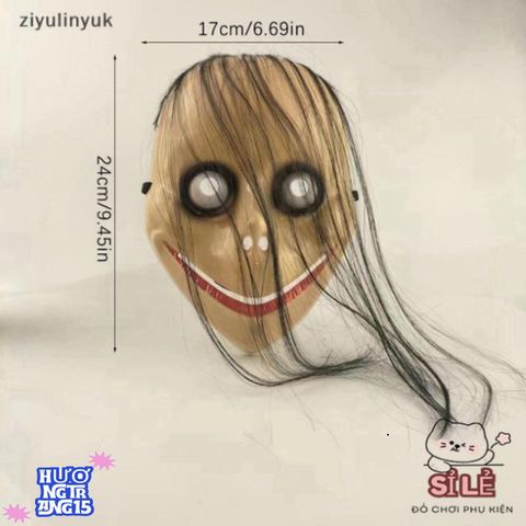 Mặt nạ Halloween Ziyulinyuk - Tóc Dài Huyền Bí Miệng V cho Bữa Tiệc Hóa Trang - Phụ Kiện Trang Trí Ma Nữ