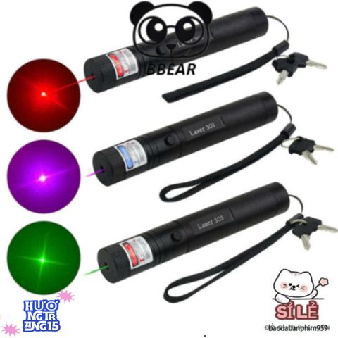 Đèn Pin Laser Đa Sắc 303 & 009 - Chiếu Xa 2.000M, Tia Sáng Mạnh Mẽ, Kèm Phụ Kiện Sao Vạn Hoa và Pin Sạc 18650