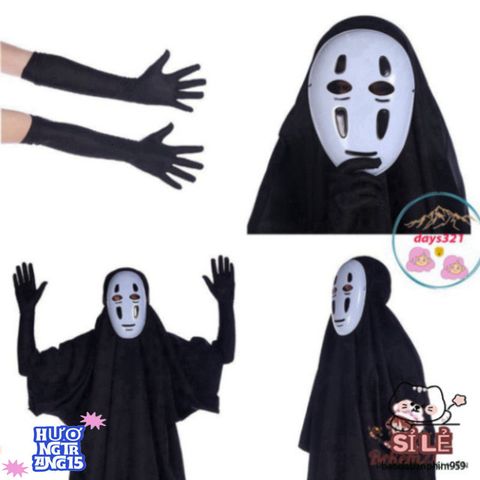 Bộ Hóa Trang Vô Diện - Trang Phục Cosplay Bí Ẩn Cho Halloween - Áo Choàng, Mặt Nạ & Găng Tay Độc Đáo
