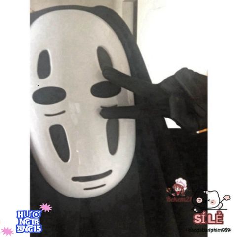 Bộ trang phục cosplay Vô Diện (Kaonashi) - Áo choàng đen, mặt nạ đặc trưng, găng tay cho lễ hội Halloween và cosplay anime