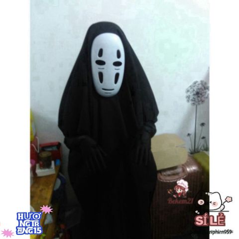 Bộ trang phục cosplay Vô Diện (Kaonashi) - Áo choàng đen, mặt nạ đặc trưng, găng tay cho lễ hội Halloween và cosplay anime