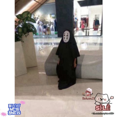 Bộ trang phục cosplay Vô Diện (Kaonashi) - Áo choàng đen, mặt nạ đặc trưng, găng tay cho lễ hội Halloween và cosplay anime