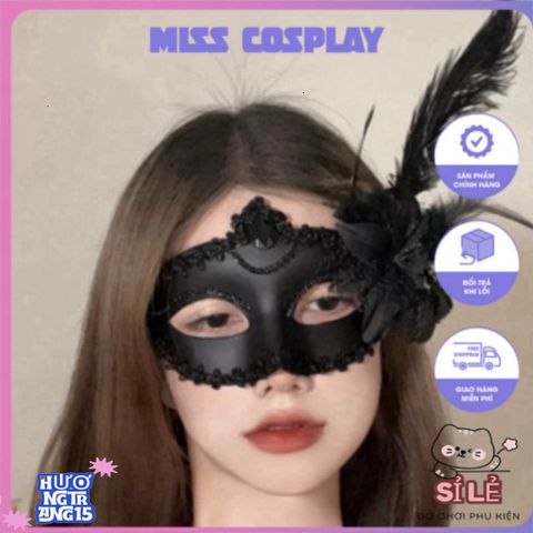 Mặt Nạ Hóa Trang Nửa Mặt Phong Cách Nhật Bản Có Lông Vũ - Phụ Kiện Halloween Độc Đáo Cho Tiệc Tùng và Sự Kiện