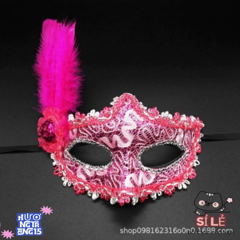 Mặt Nạ Hóa Trang Nửa Mặt Phong Cách Nhật Bản Có Lông Vũ - Phụ Kiện Halloween Độc Đáo Cho Tiệc Tùng và Sự Kiện