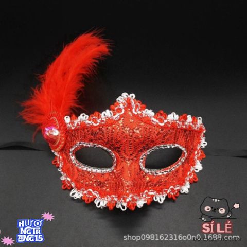 Mặt Nạ Hóa Trang Nửa Mặt Phong Cách Nhật Bản Có Lông Vũ - Phụ Kiện Halloween Độc Đáo Cho Tiệc Tùng và Sự Kiện