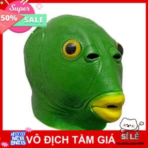 Mặt Nạ Cá Da Xanh Silicon Độc Đáo - Mặt Nạ Êch Cosplay Vui Nhộn Cho Tiệc Tùng và Halloween