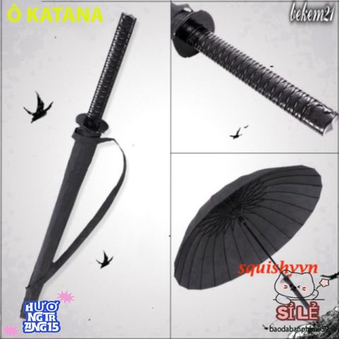 Ô Dù Katana Cán Kiếm Nhật Bản - Ô Che Mưa Nắng Đen Sang Trọng 16 Nan, Phụ Kiện Thời Trang Độc Đáo Cho Fans Samurai