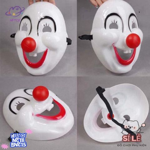 Mặt Nạ Halloween Chú Hề Đáng Yêu Kèm Mũi Đỏ - Phụ Kiện Hóa Trang Tuyệt Đẹp Cho Lễ Hội và Tiệc Tùng