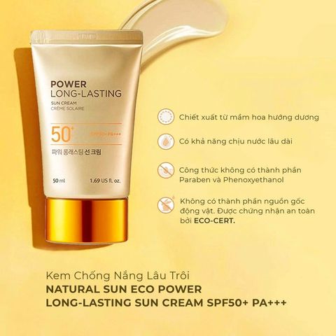 Kem Chống Nắng The Face Shop Power Long Lasting SPF50+ - Bảo Vệ Da, Dưỡng Ẩm, Chống Nước, Phù Hợp Với Mọi Loại Da 601565