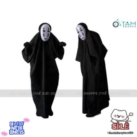 Bộ trang phục Halloween Vô Diện cho trẻ em và người lớn - Áo đen, mặt nạ và găng tay - Hóa trang ấn tượng cho sự kiện lễ hội