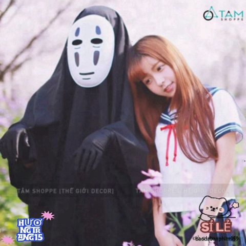 Bộ trang phục Halloween Vô Diện cho trẻ em và người lớn - Áo đen, mặt nạ và găng tay - Hóa trang ấn tượng cho sự kiện lễ hội